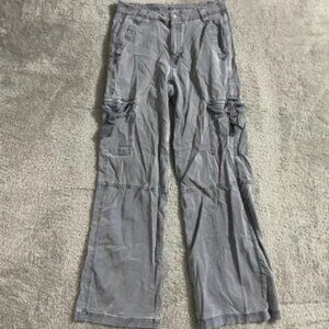 American Eagle Cargo Pants Womens Size 2 Super High‎ Rise Baggy Wide Leg Blue